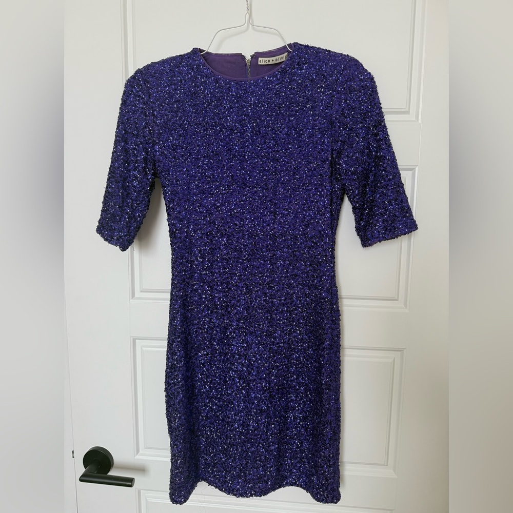 Alice + Olívia Sequin Purple Dress